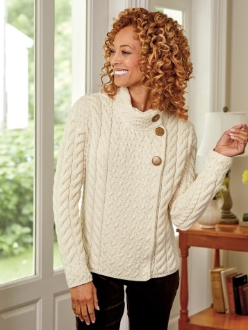 Womens Super-Soft Asymmetrical Cardigan, Made in Ireland