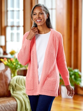 Women's Open-Front Shaker Cardigan Sweater