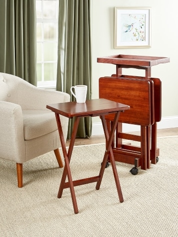 Solid Wood 6-Piece Snack Table Set