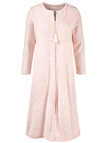 Ella Simone Sculpted Rose Zip-Front Fleece Robe