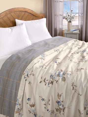 Windowpane Cotton Flannel Blanket in Watercolor