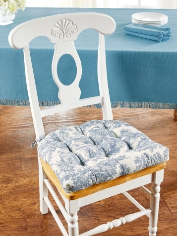 Never-Flatten Essex Toile Chair Cushion, In 2 Sizes