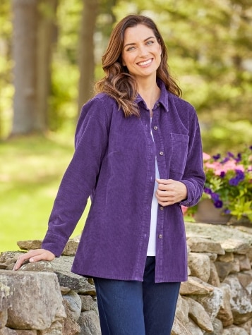 Women's Wide-Wale Corduroy Big Shirt Lined With Flannel