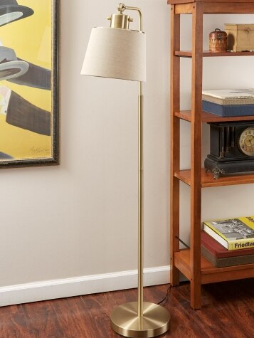 Antique Brass Floor Lamp Warm and Cool Light Options