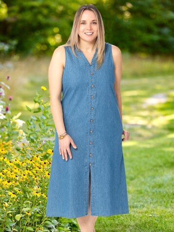 Ella Simone Sleeveless Lightweight Denim Midi Dress