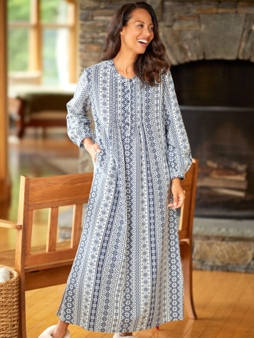 Nordic Snowflake Flannel Nightgown