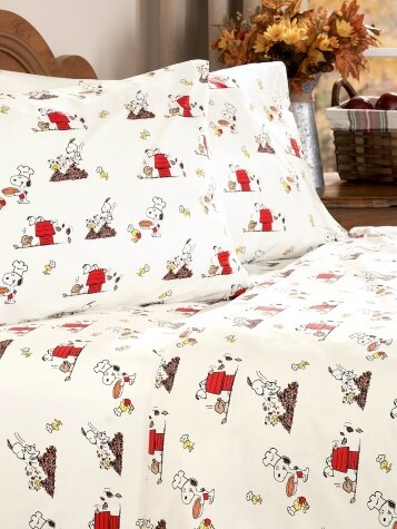 Peanuts Thanksgiving Portuguese Cotton Percale Sheet Set