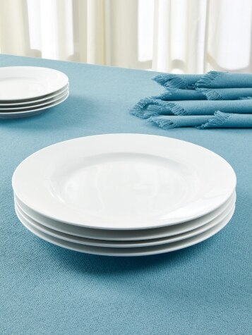 Classic White Ceramic 11 Inch Dinner Plate, Set of 4