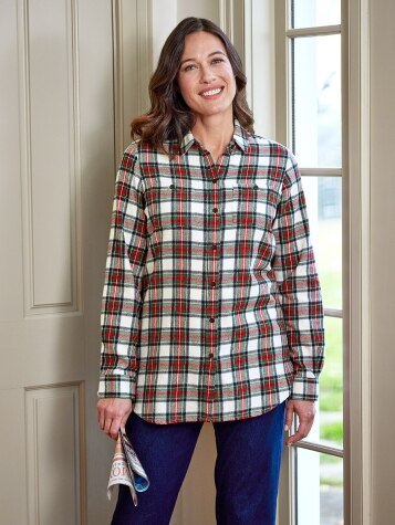 Women's Plaid Flannel Boyfriend Shirt