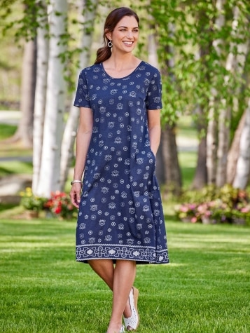 Bandana Print Cotton Knit T-Shirt Dress