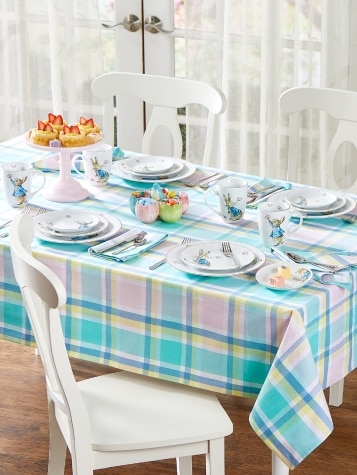 Pastel Plaid Cotton Table Linens