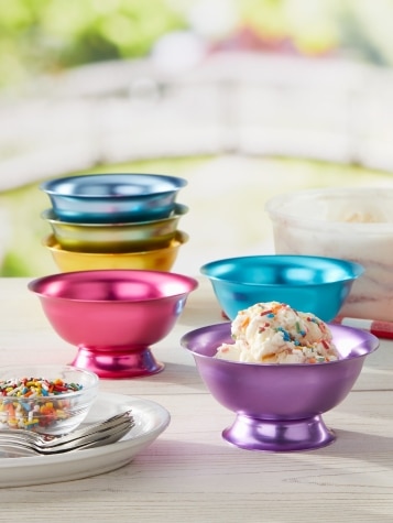 Jewel-Tone Aluminum Ice Cream Bowl, Set of 6