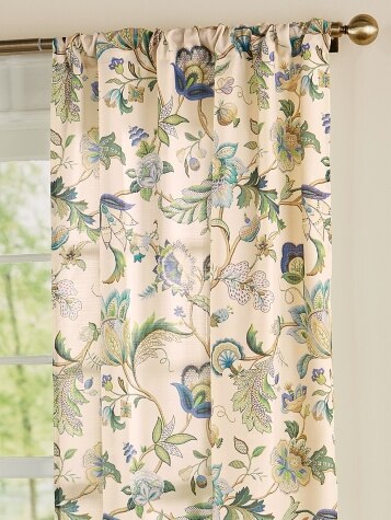 Lined Rod Pocket Curtains in Chateau De Fleur Print