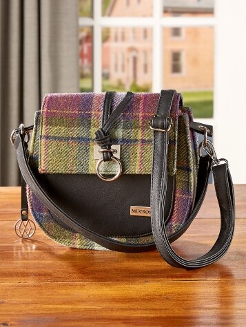 Medium Crossbody Bag Plaid Pattern Nylon