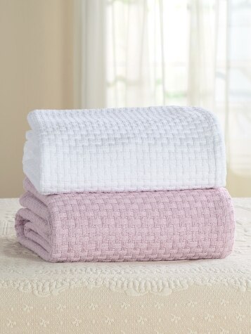 Basket-Weave Cotton Blanket or Throw