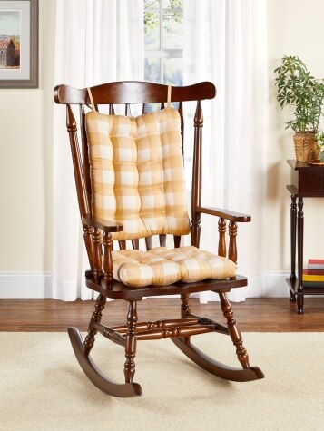 Never-Flatten Buffalo Check Rocker Chair Cushion Set, In 2 Sizes