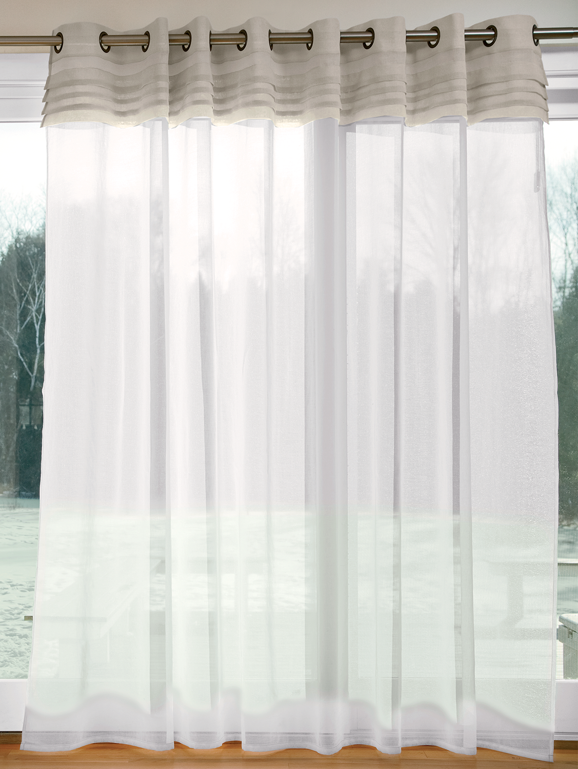 Portico Pleats Grommet Top Patio Panel With Pull Wand