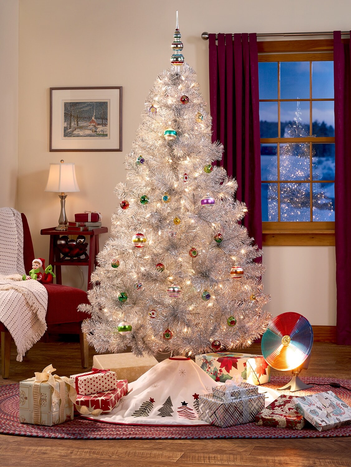 Silver Tinsel Tree With Lights Vermont Country Store