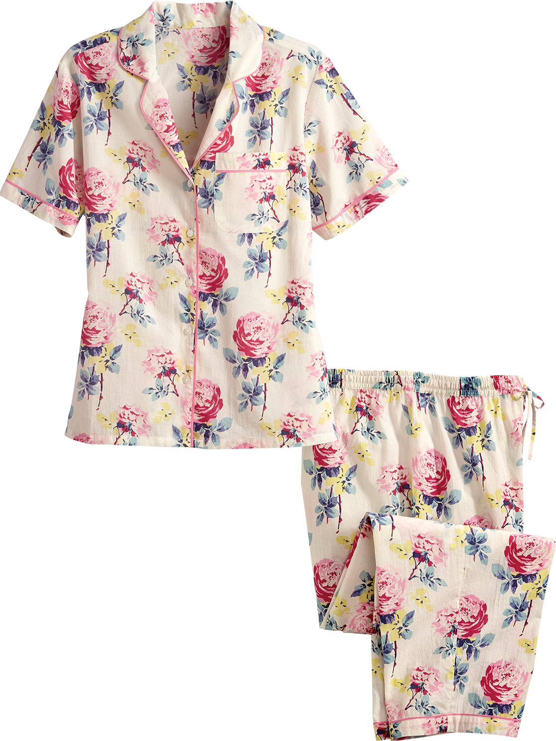 Womens Cotton Lawn Rose Print Pajamas