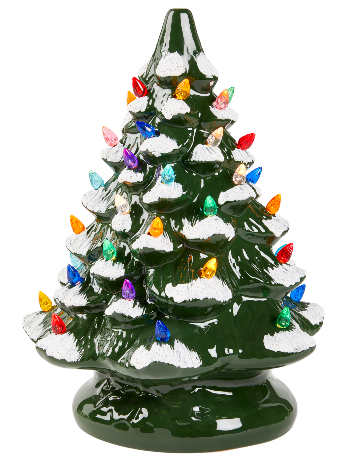 Ceramic Christmas Tree With Colorful Plastic Bulbs
