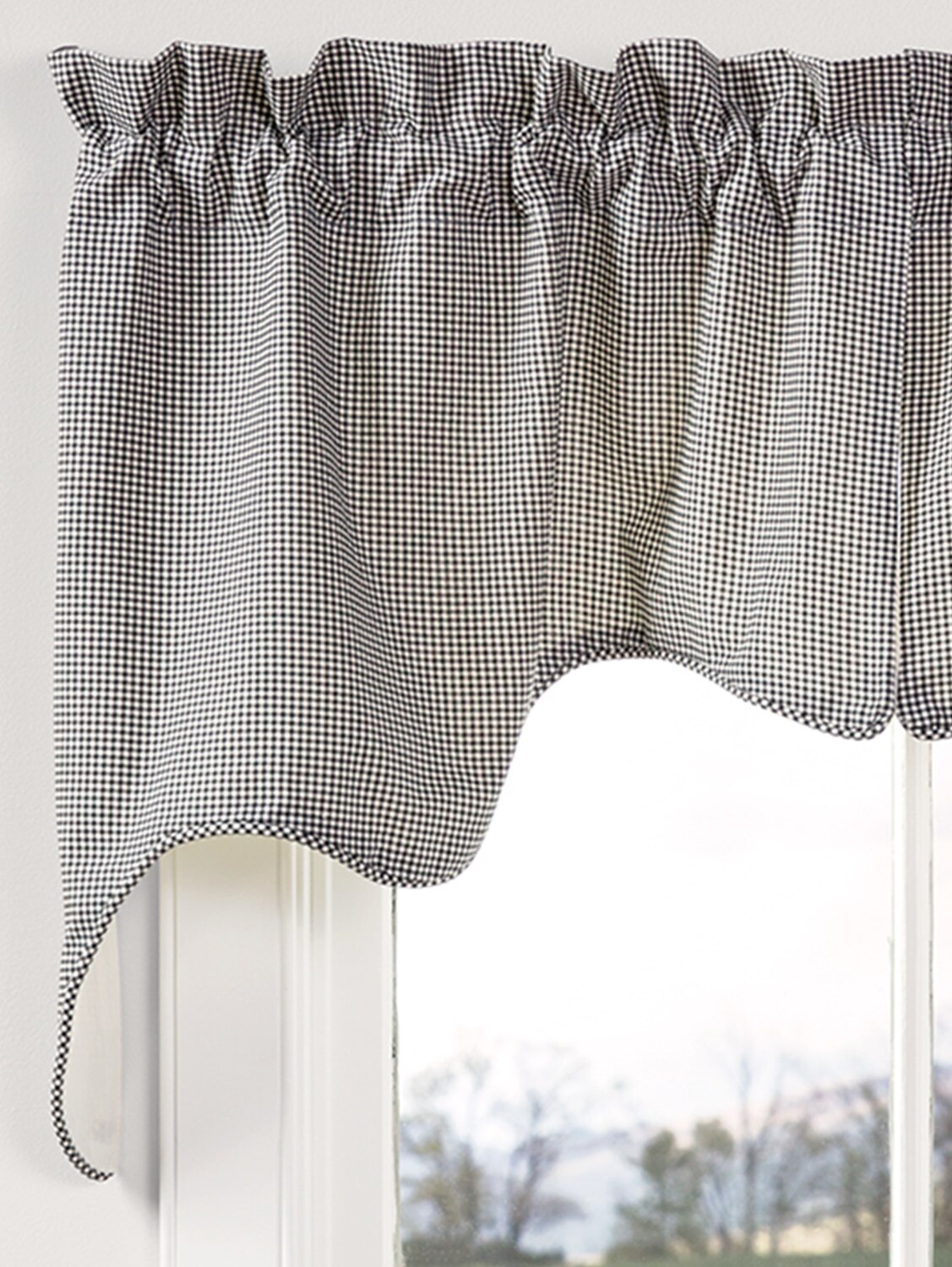 Essex Check Lined Window Curtain Swags Pair