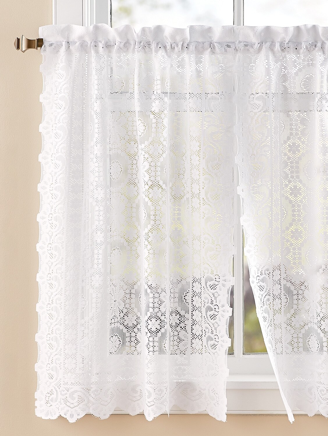 Lace Floral Rod Pocket Curtain Tiers Vermont Country Store