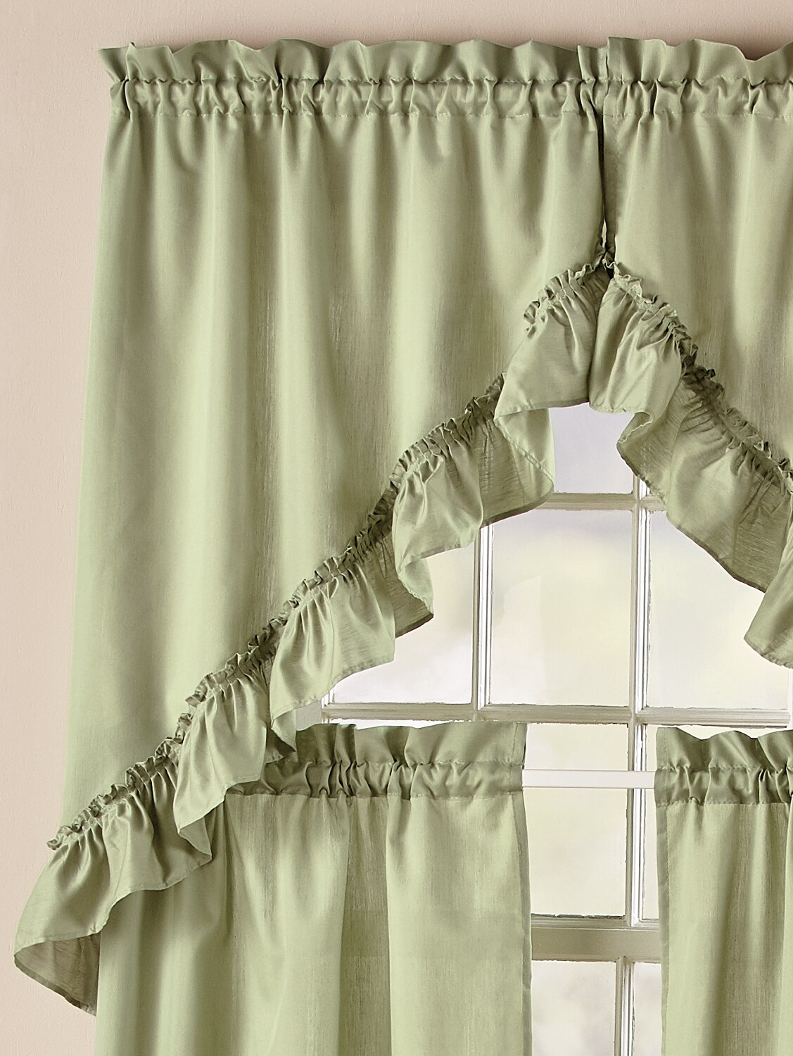 Rod Pocket Ruffled Swag Colorful Curtain Pair