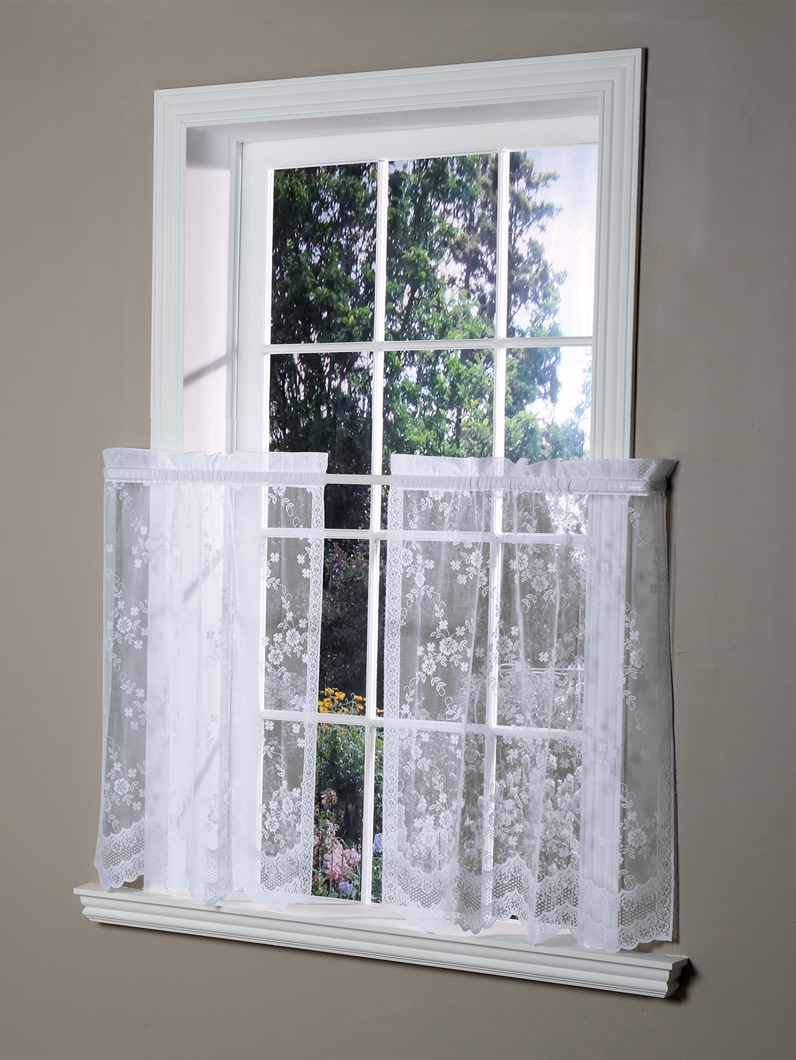 Embroidered Floral Lace Curtain Tiers Vermont Country Store