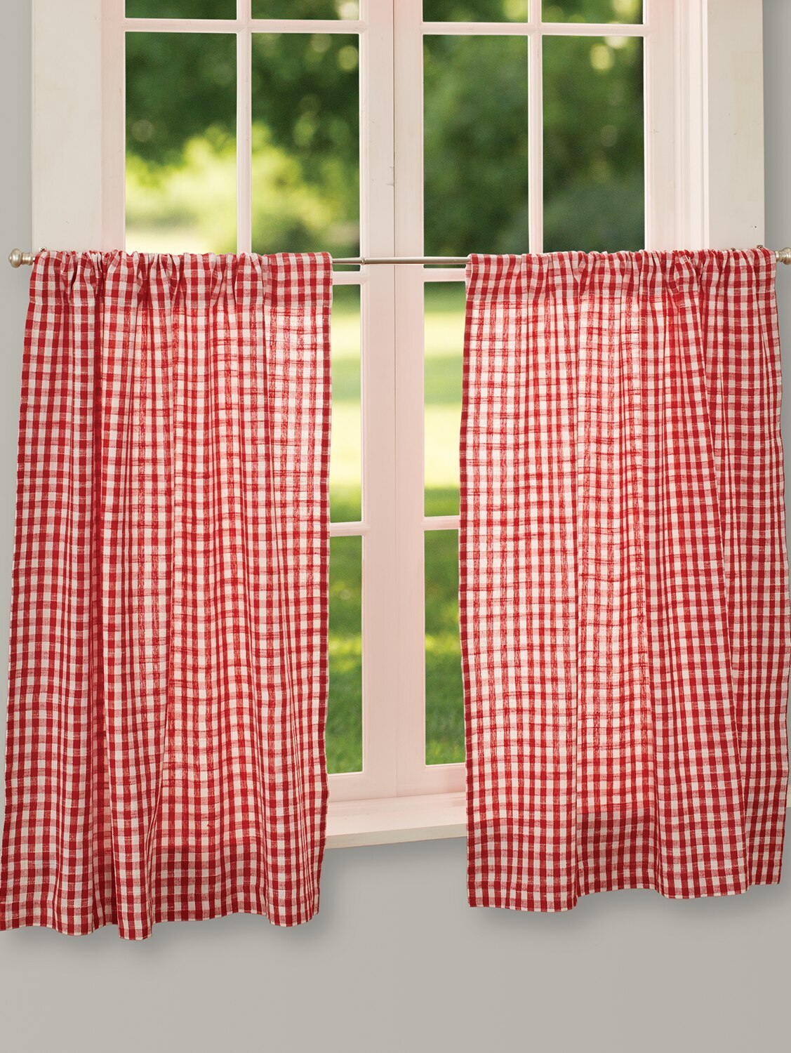 Gingham Tier Curtains Checkered Window Panels