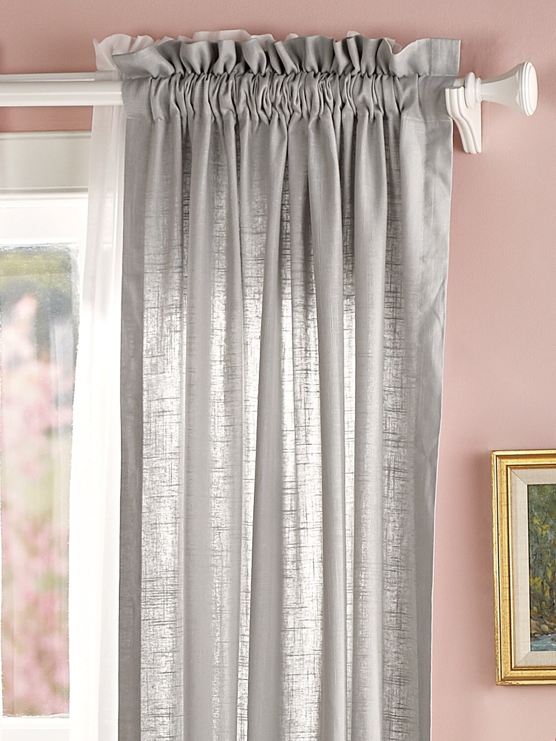 Soft Linen Rod Pocket Window Curtain Panels Pair
