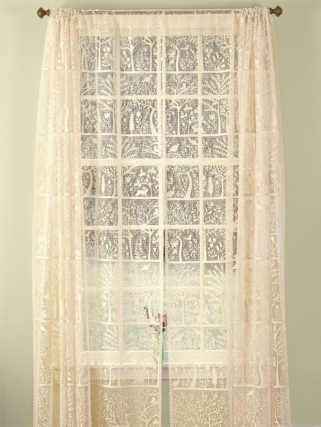 Nature Lace Rod Pocket Curtains Tree Of Life Collection