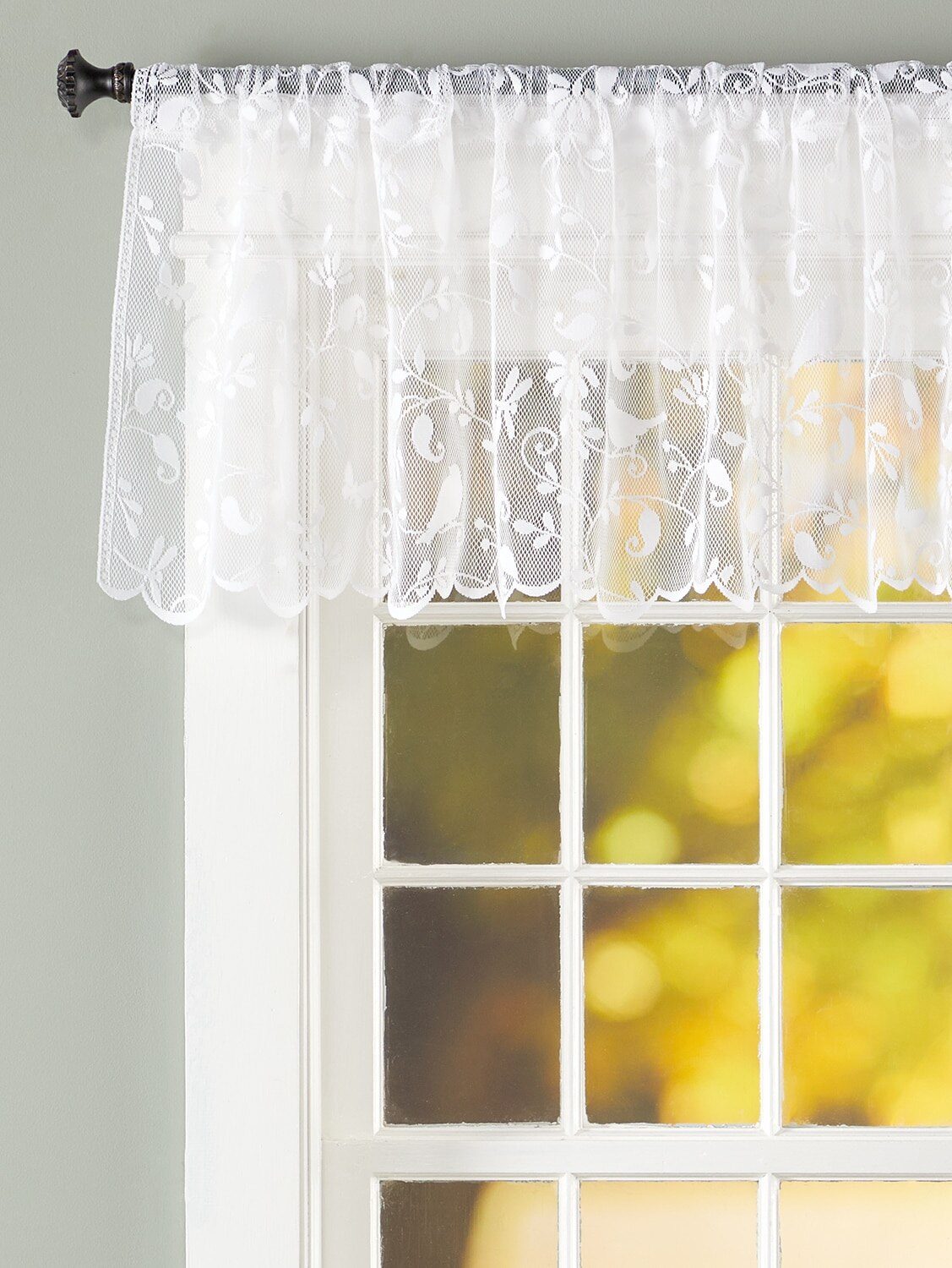 Lace Garden Motif Rod Pocket Tailored Window Valance