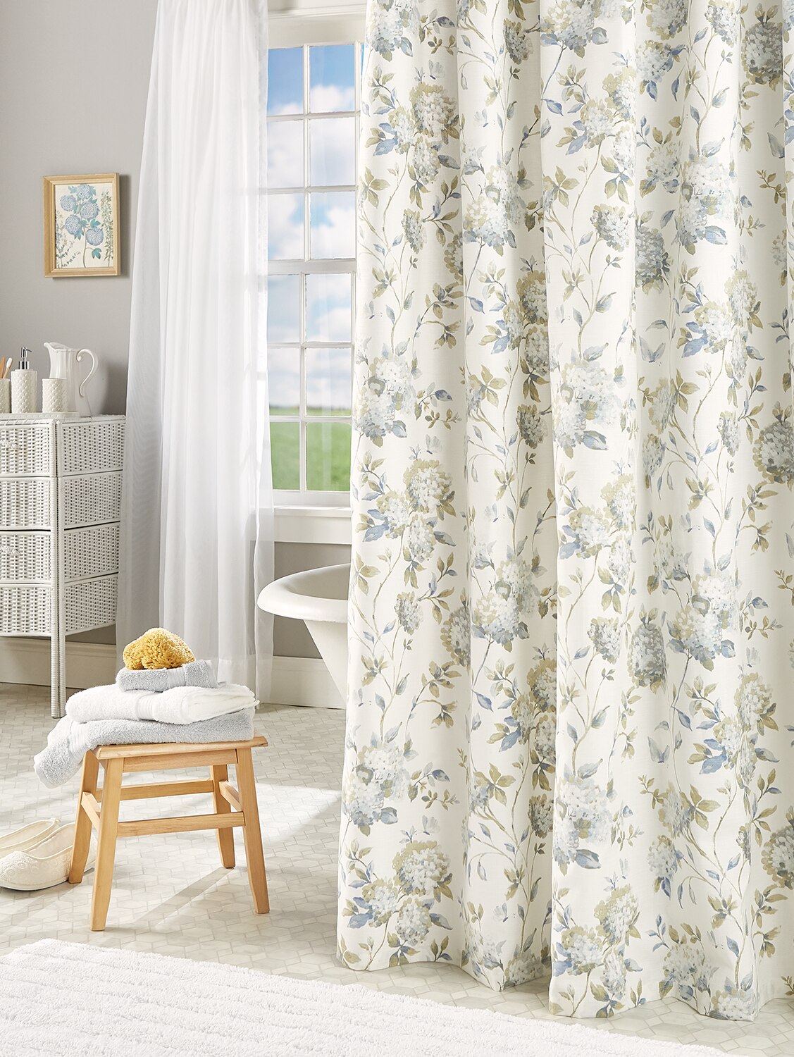 Abagail Flower Printed Shower Curtain