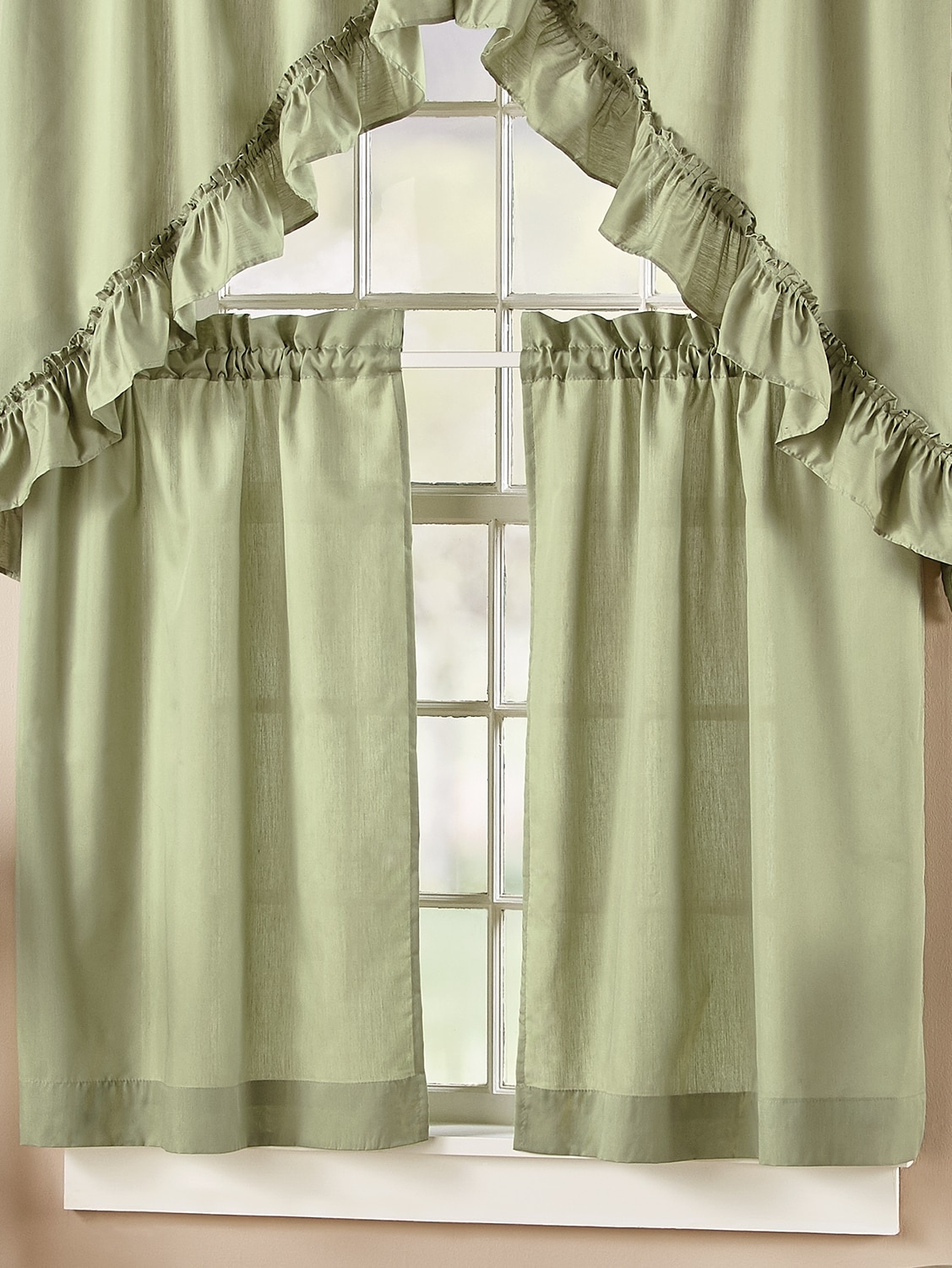 Colorful Rod Pocket Tailored Tiers Window Curtain Tiers