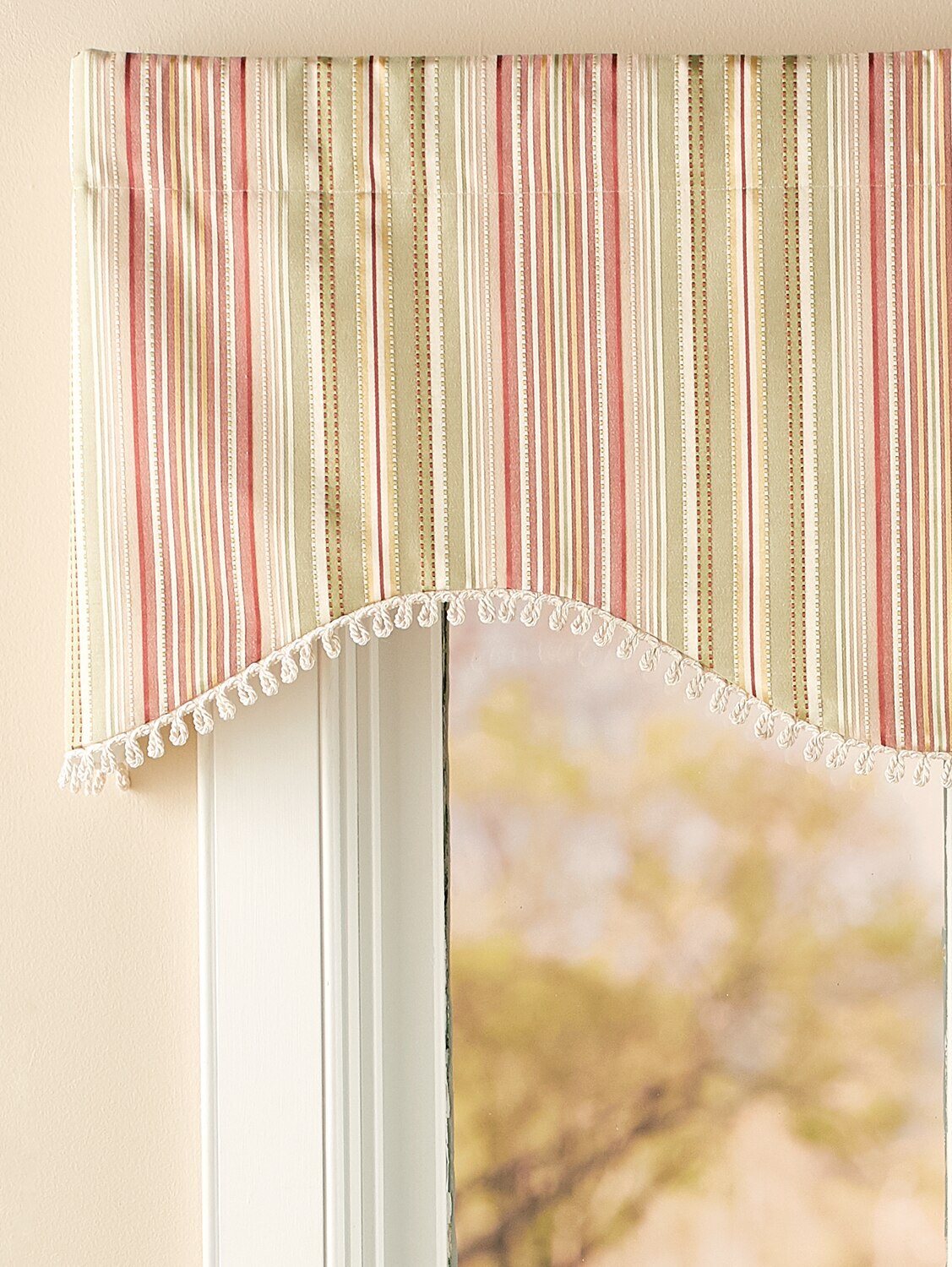 Contemporary Striped Scalloped Satin Valance