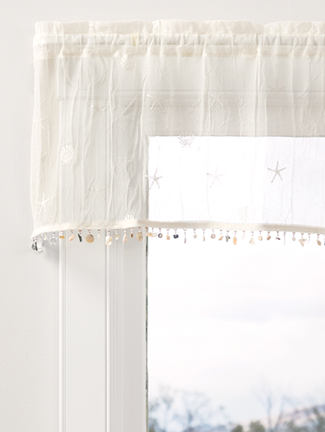 Seaside Lace Trimmed Window Curtain Valance