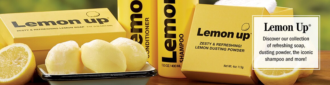 Lemon Up. Discover our collection of refreshing soap, dusting powder, the iconic shampoo and more!