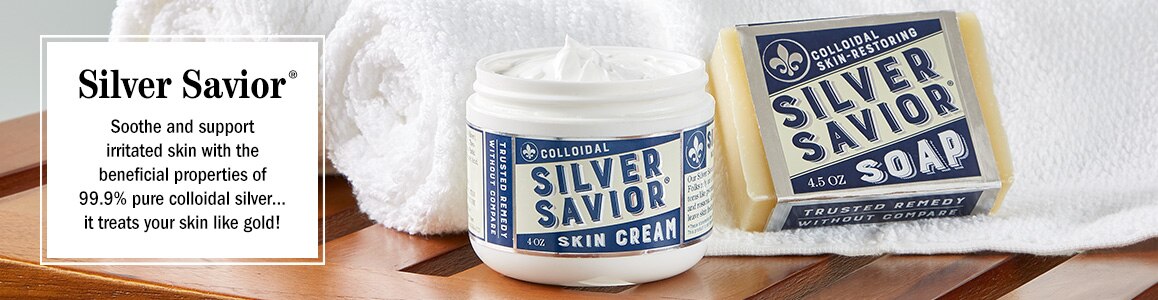 Silver Savior. Soothe and support irritated skin with the beneficial properties of 99.9% pure colloidal silver…it treats your skin like gold!
