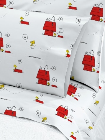 Snoopy and Woodstock Portuguese Cotton Percale Sheet Set