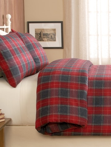 Heathered Plaid Portuguese Flannel Comforter Cover