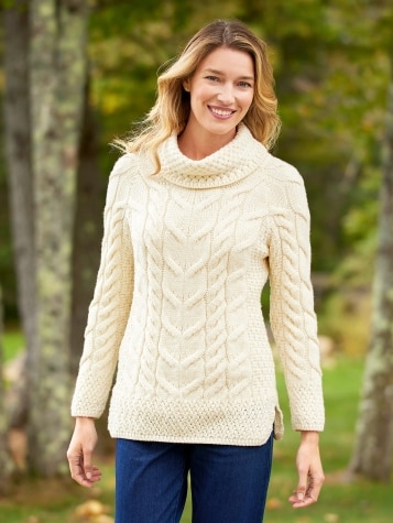 Women's Irish Supersoft Wool Cowl-Neck Sweater
