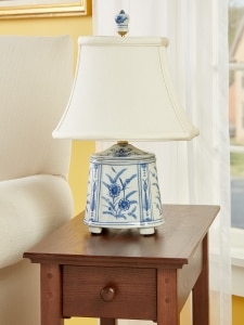 Blue and White 14 Inch Porcelain Tea Jar Table Lamp