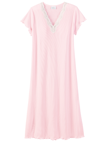 Pink V-Neck Women's Stay Cool Long Nightgown