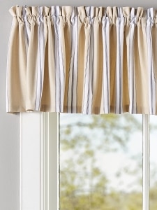 Cocoa Brown French Ticking Tailored Valance