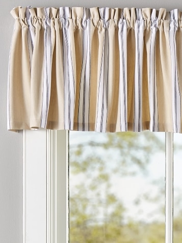 Cocoa Brown French Ticking Tailored Valance