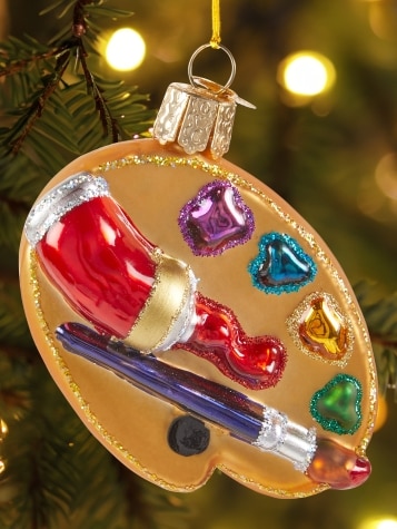 Artist's Palette Blown-Glass Christmas Ornament