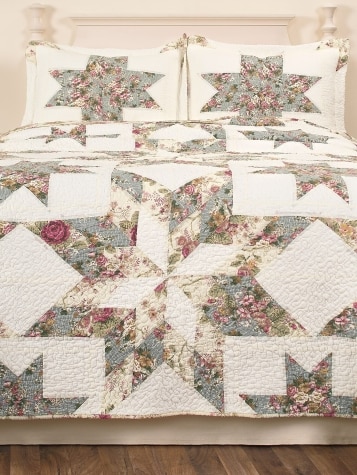 Blue Star Country Cotton Quilt or Pillow Sham
