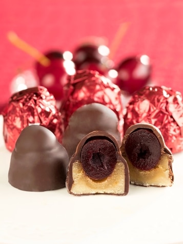Dark Chocolates with Kirsch Cherries & Marzipan
