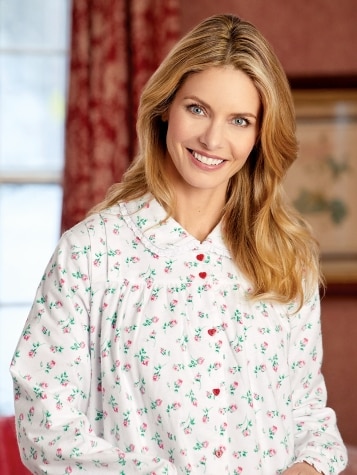 Lanz Red Rose Cotton Flannel Nightgown