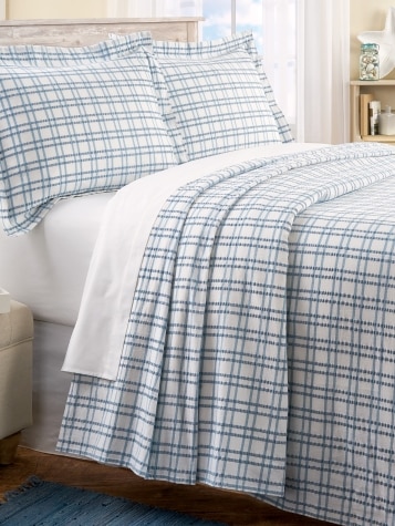 Windowpane Seersucker Cotton Bedspread or Pillow Sham